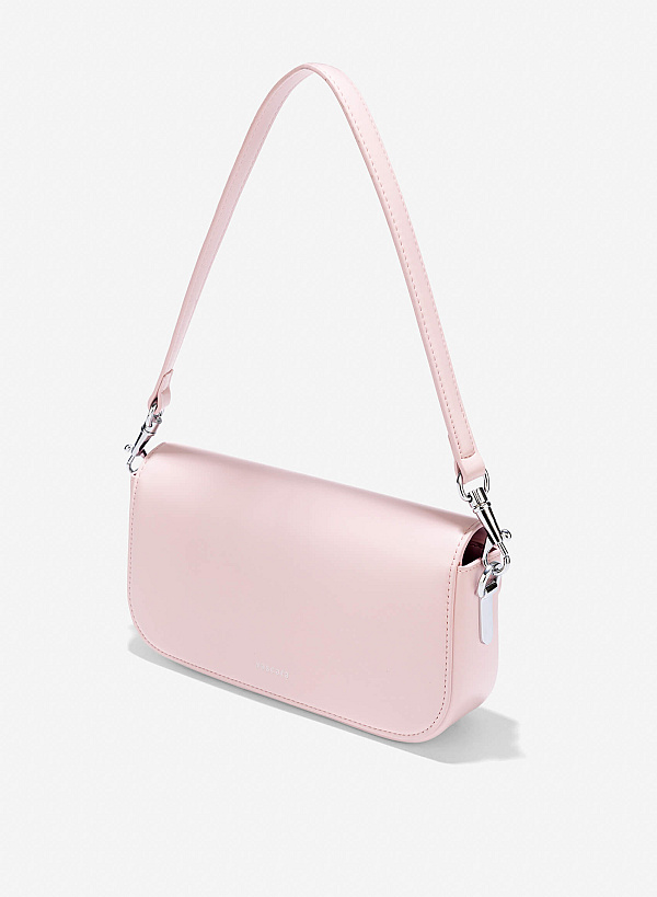 Metal Clasp Handbag - MES 0254 - Light Pink - VASCARA