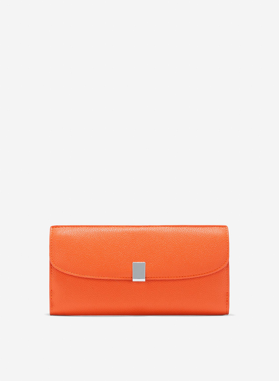 Metal Clasp Round Flap Handheld Wallet - WLL 0281 - Orange - vascara.com