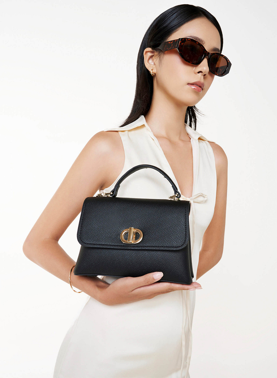 Xem sản phẩm Metal Lock Décor Handbag - SAC 0337 - Black
