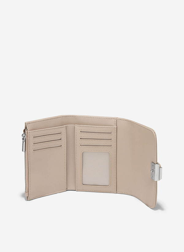 Metallic Buckle Wallet - WLL 0307 - Beige - VASCARA