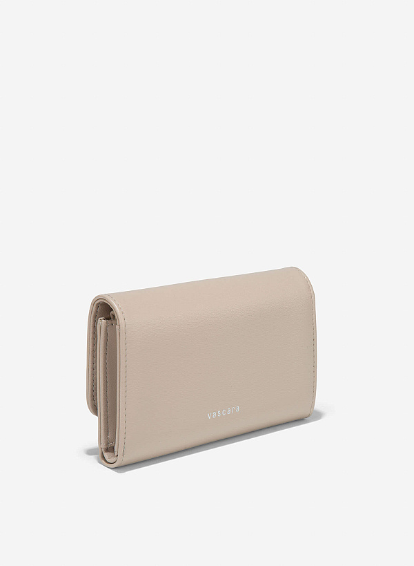 Metallic Buckle Wallet - WLL 0307 - Beige - VASCARA