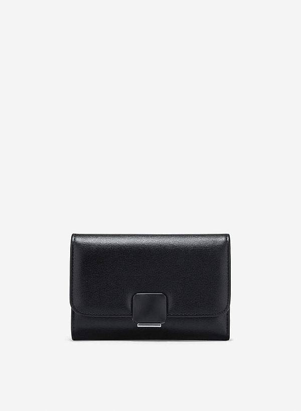 Metallic Buckle Wallet - WLL 0307 - Black
