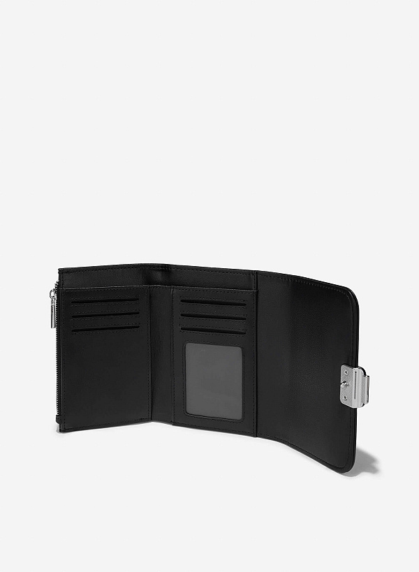 Metallic Buckle Wallet - WLL 0307 - Black - VASCARA