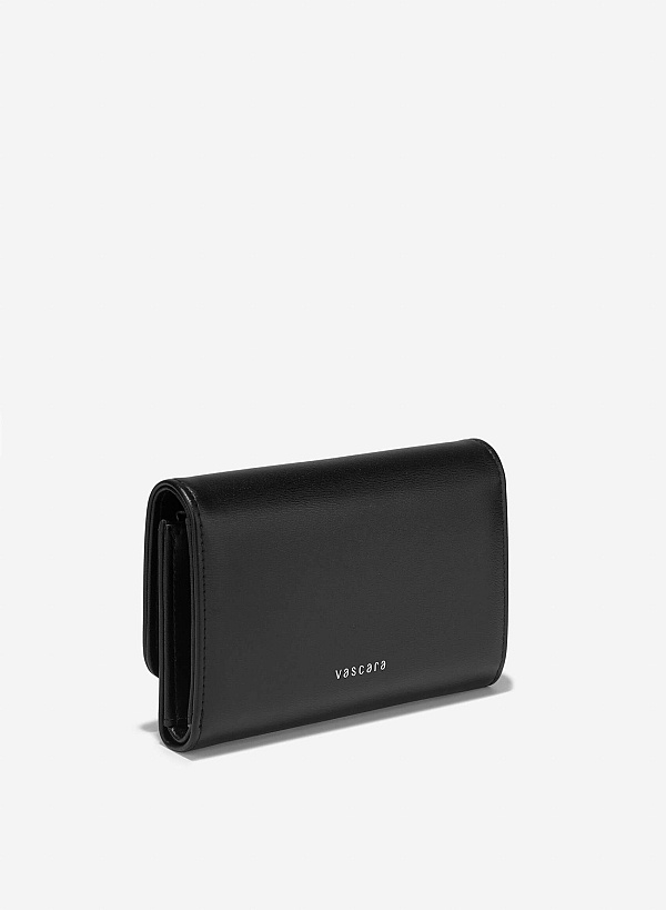 Metallic Buckle Wallet - WLL 0307 - Black - VASCARA