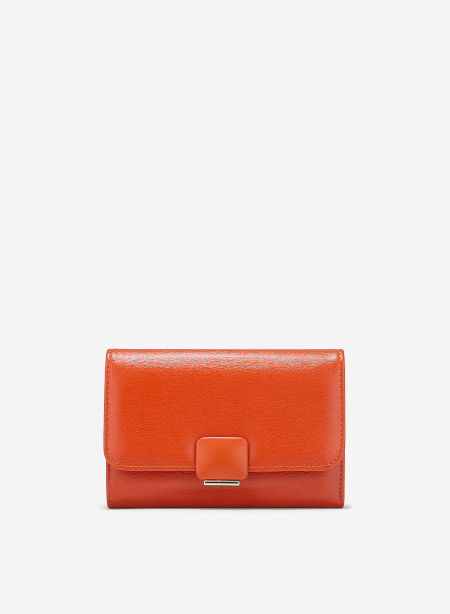 Metallic Buckle Wallet - WLL 0307 - Orange - vascara.com