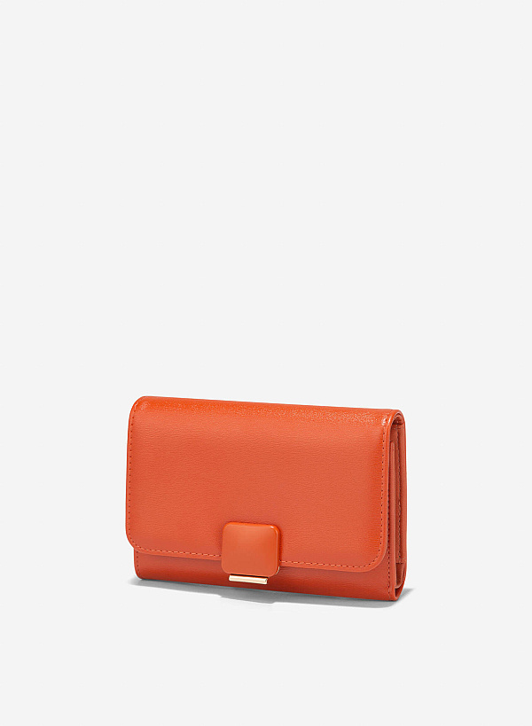 Metallic Buckle Wallet - WLL 0307 - Orange - VASCARA