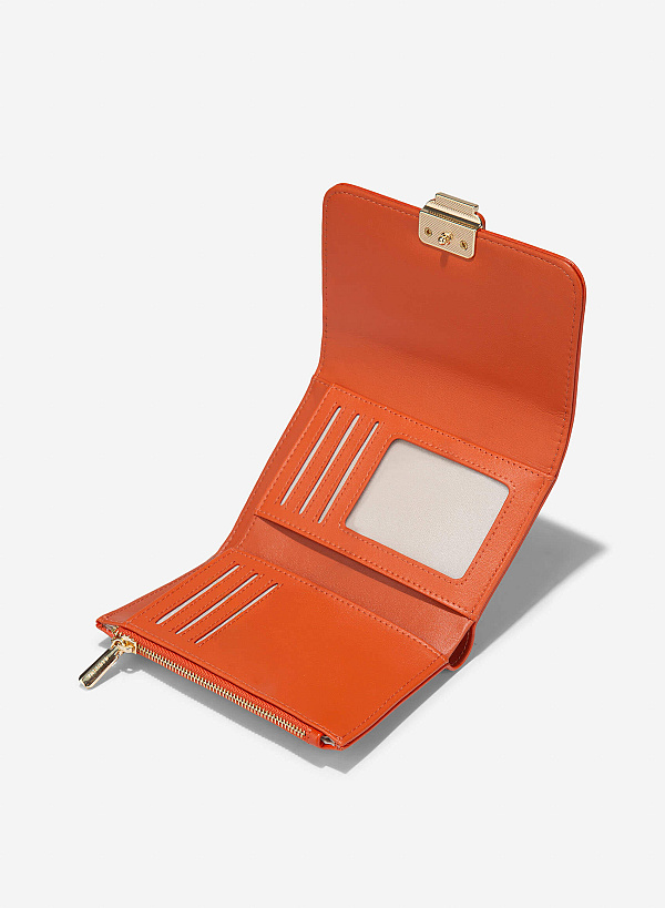 Metallic Buckle Wallet - WLL 0307 - Orange - VASCARA