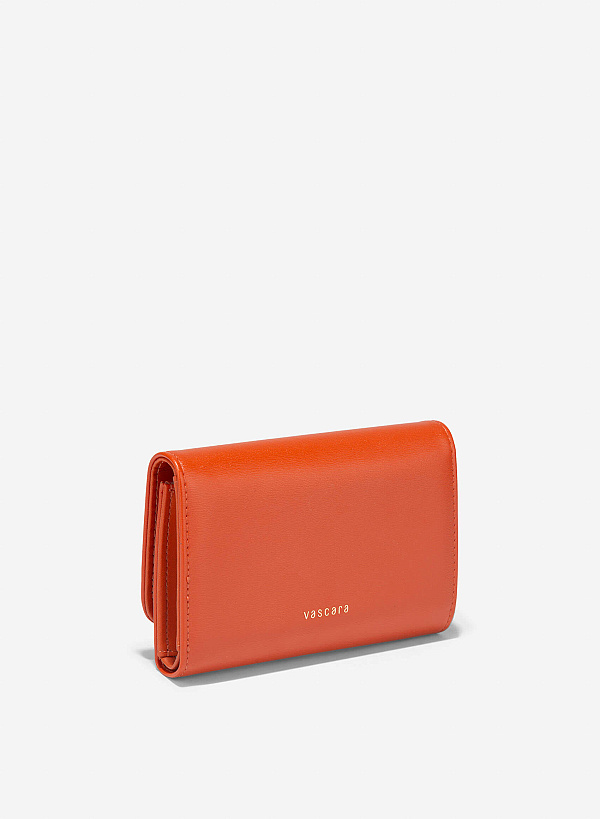 Metallic Buckle Wallet - WLL 0307 - Orange - VASCARA