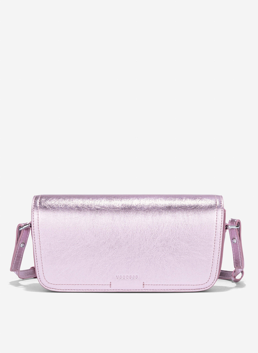 Metallic Crossbody Bag - MES 0269 - Pink - vascara.com