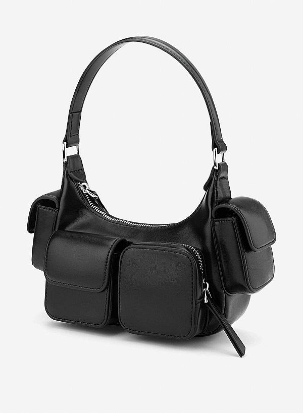 Mini Pocket Shoulder Bag - TTE 0181 - Black - VASCARA