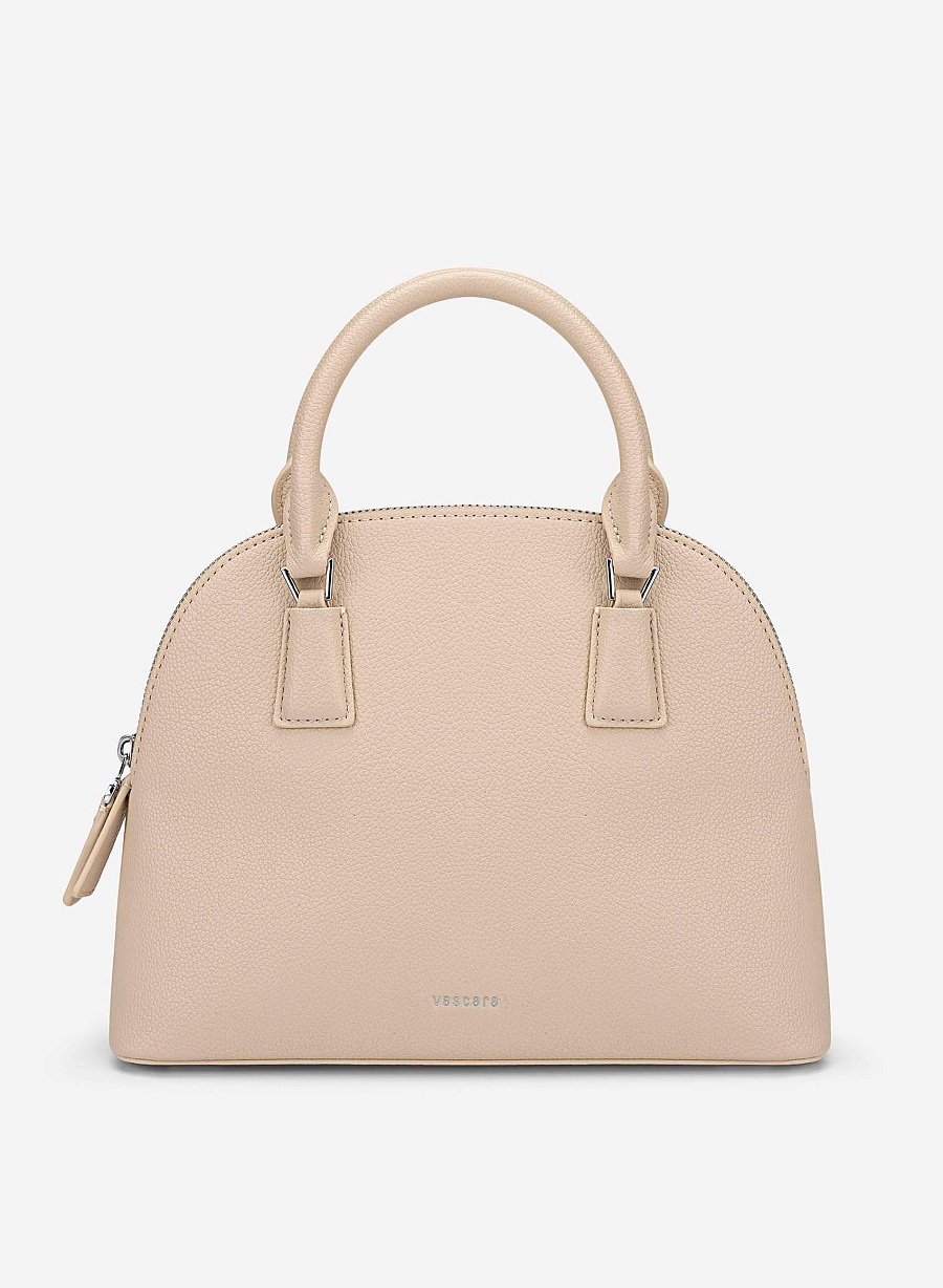 Minimal Trapezoid-Shaped Handbag - TTE 0192 - Cream - vascara.com