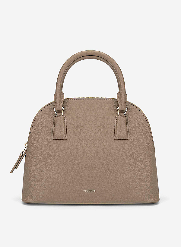 View more item Minimal Trapezoid-Shaped Handbag - TTE 0192 - Dark Beige