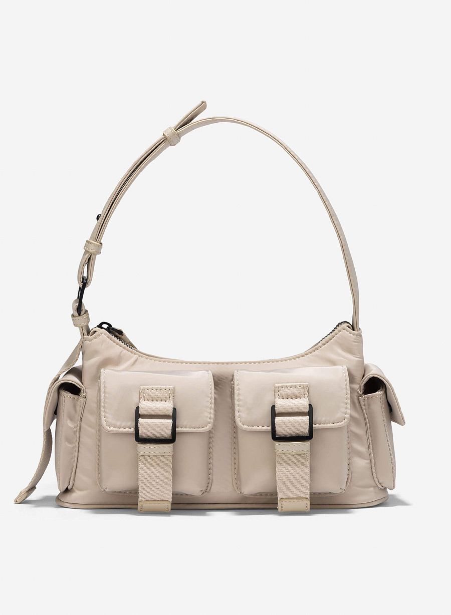 Multi-Compartment Parachute Fabric Mini Pocket Bag - MES 0256 - Beige - vascara.com