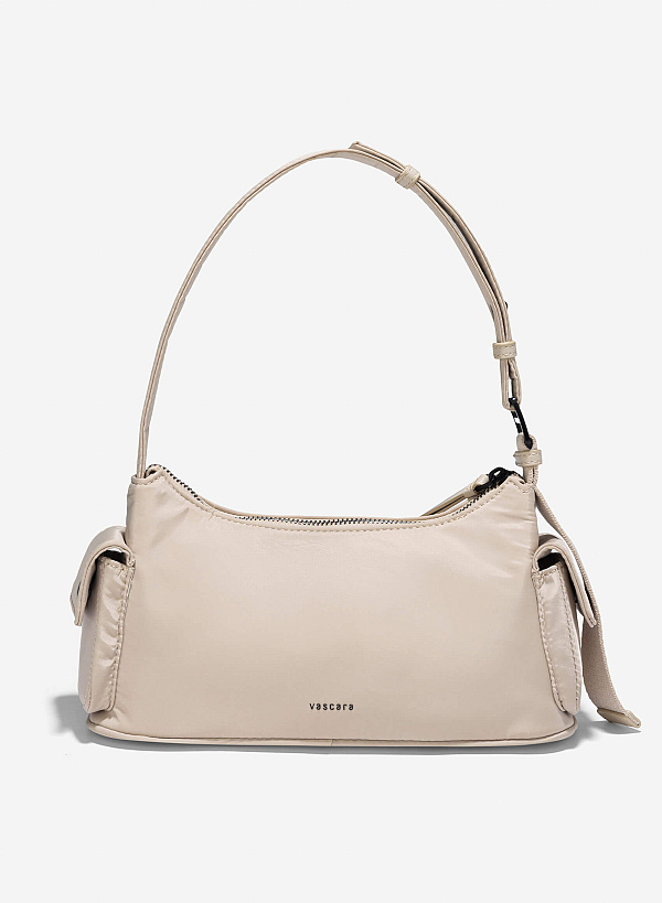 Multi-Compartment Parachute Fabric Mini Pocket Bag - MES 0256 - Beige - VASCARA