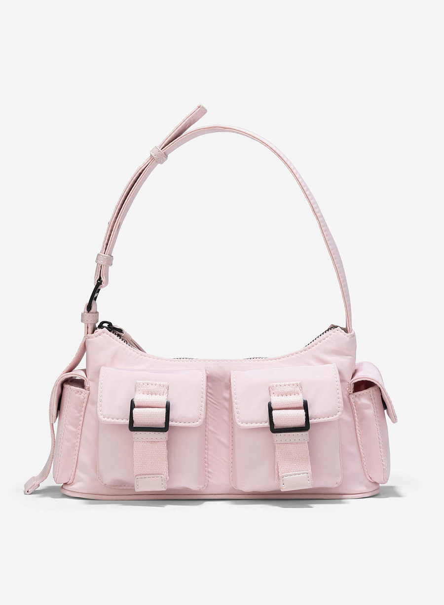 Multi-Compartment Parachute Fabric Mini Pocket Bag - MES 0256 - Light Pink - vascara.com