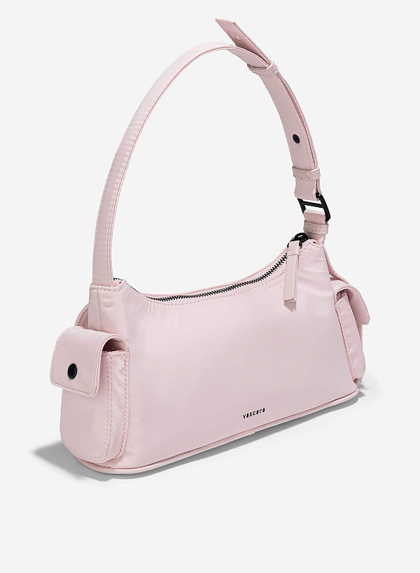 Multi-Compartment Parachute Fabric Mini Pocket Bag - MES 0256 - Light Pink - VASCARA