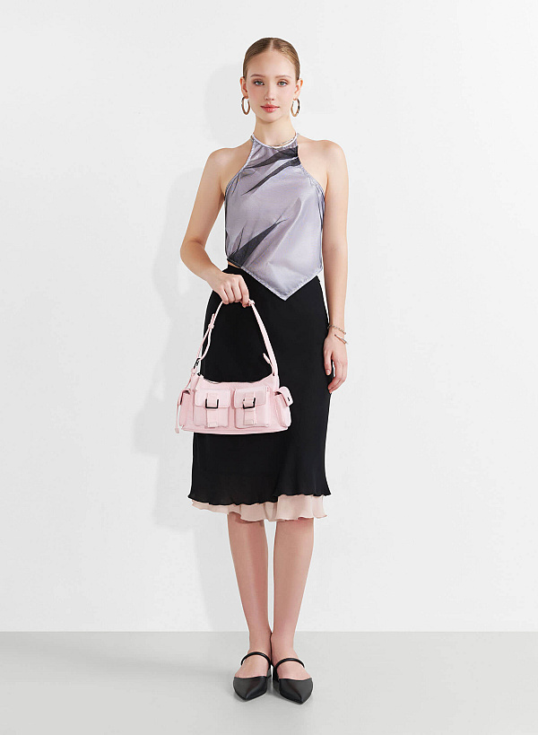 Multi-Compartment Parachute Fabric Mini Pocket Bag - MES 0256 - Light Pink - VASCARA