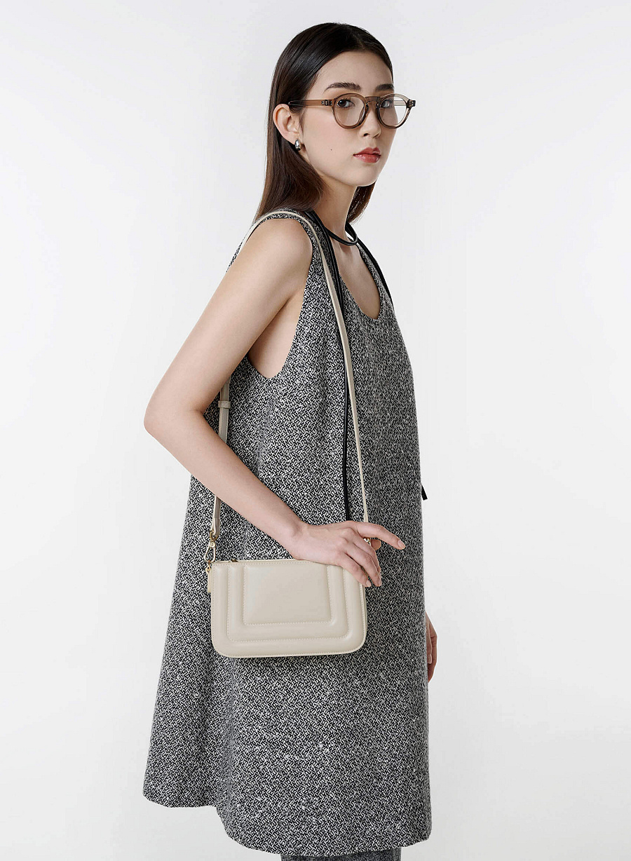 Padded Crossbody Bag - MES 0266 - Cream - vascara.com