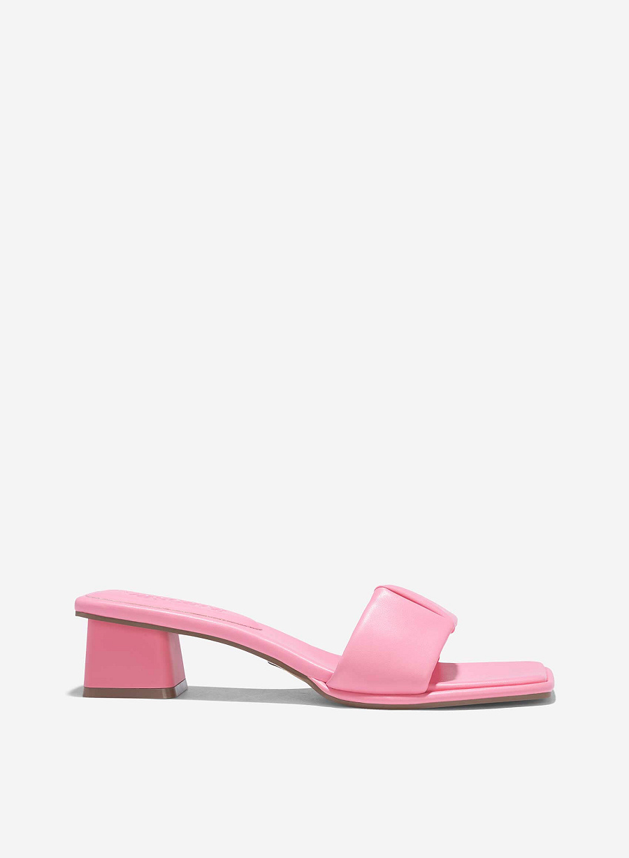 Padded Layer Strappy Mules - MUL 0210 - Pink - vascara.com