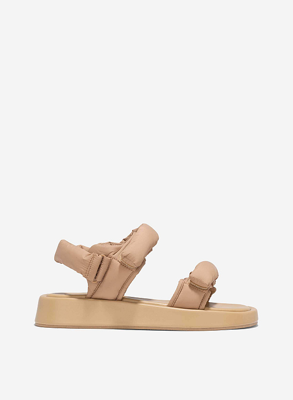 Padded Strap Flatform Sandals - SDL 0342 - Beige