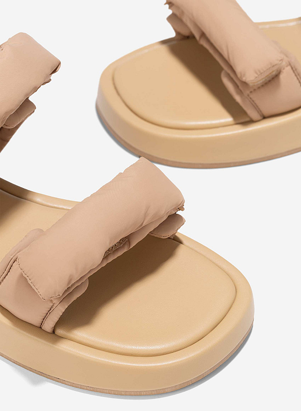 Padded Strap Flatform Sandals - SDL 0342 - Beige - VASCARA