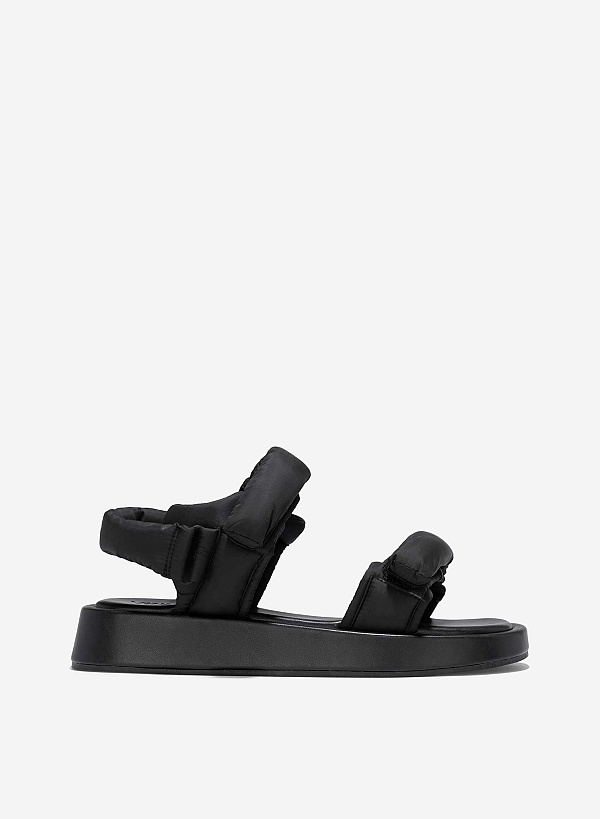 Padded Strap Flatform Sandals - SDL 0342 - Black