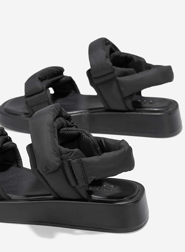Padded Strap Flatform Sandals - SDL 0342 - Black - VASCARA