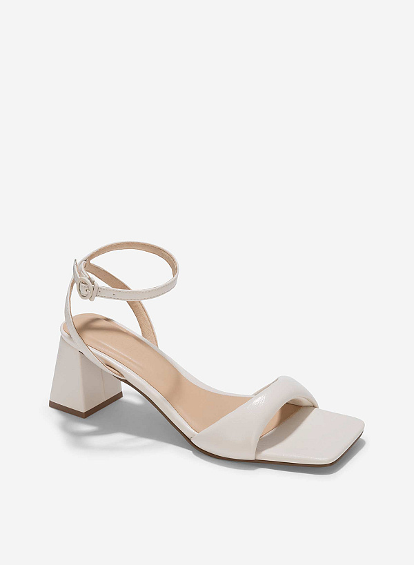 Padded Strap Square-Toe Sandals - PUM 0785 - Cream - VASCARA