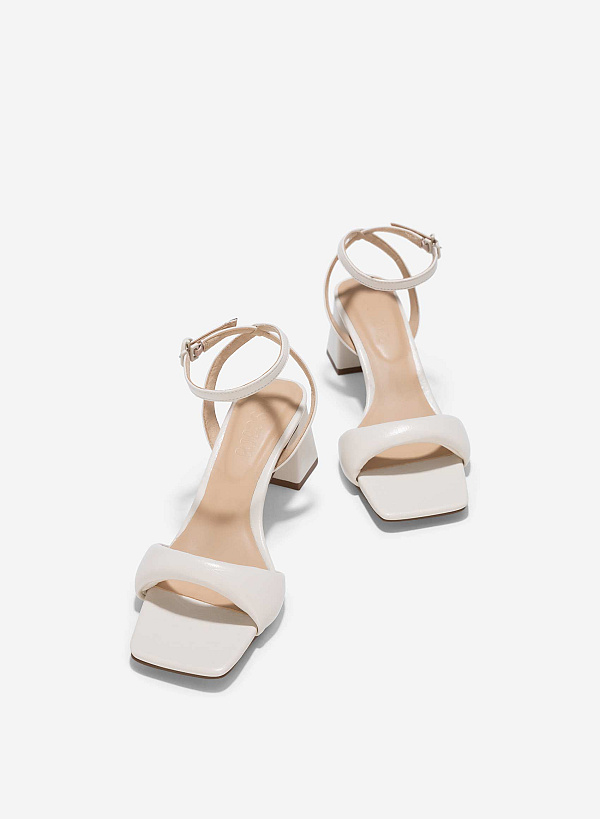 Padded Strap Square-Toe Sandals - PUM 0785 - Cream - VASCARA
