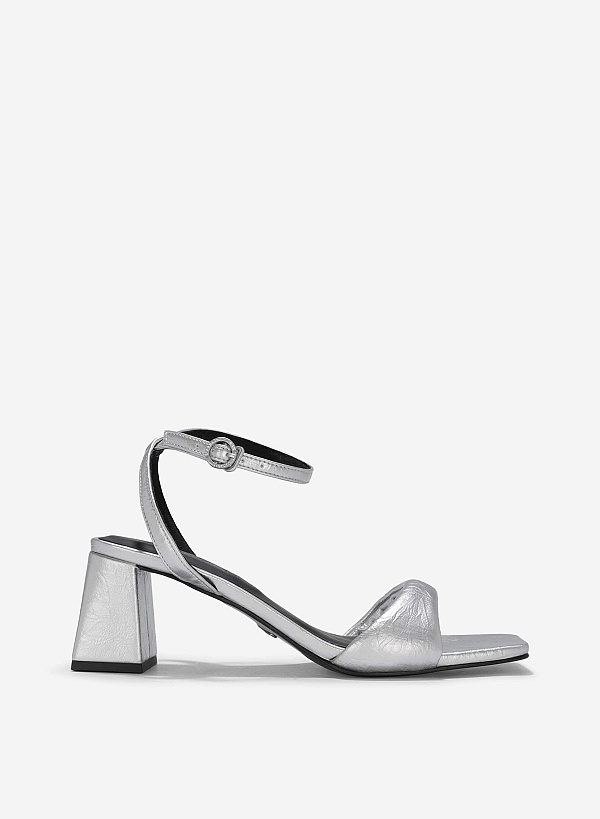 Padded Strap Square-Toe Sandals - PUM 0785 - Silver