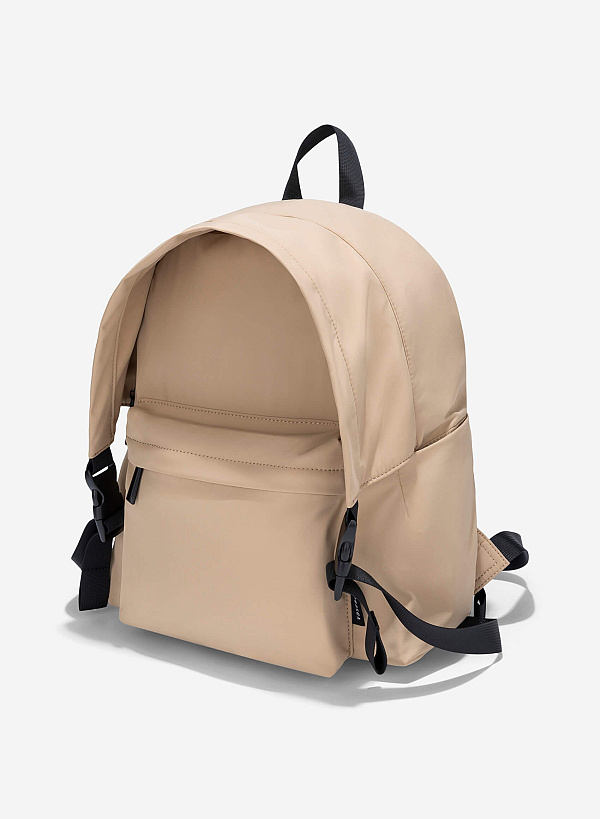Parachute Fabric Sporty Backpack - BAK 0203 - Light Brown - VASCARA