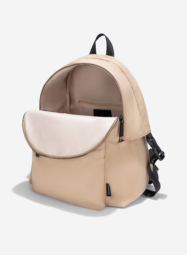 Parachute Fabric Sporty Backpack - BAK 0203 - Light Brown - VASCARA