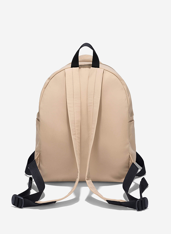 Parachute Fabric Sporty Backpack - BAK 0203 - Light Brown - VASCARA