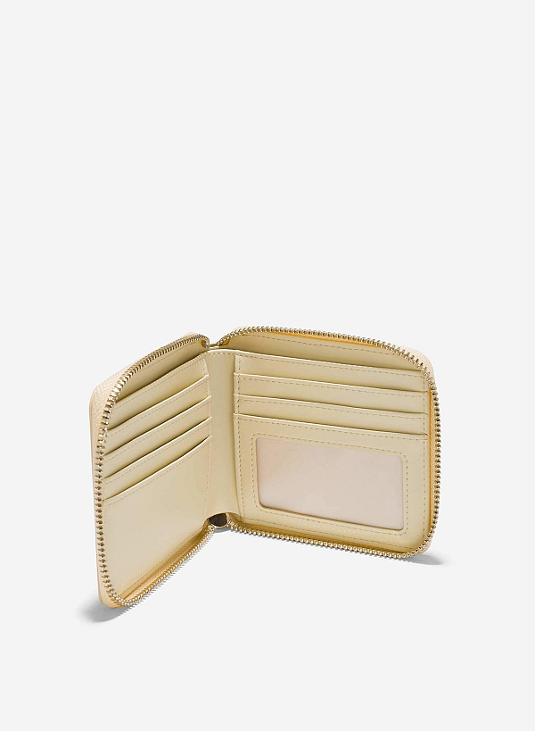 Patchwork Style Mini Wallet - WLL 0285 - Light Yellow - VASCARA