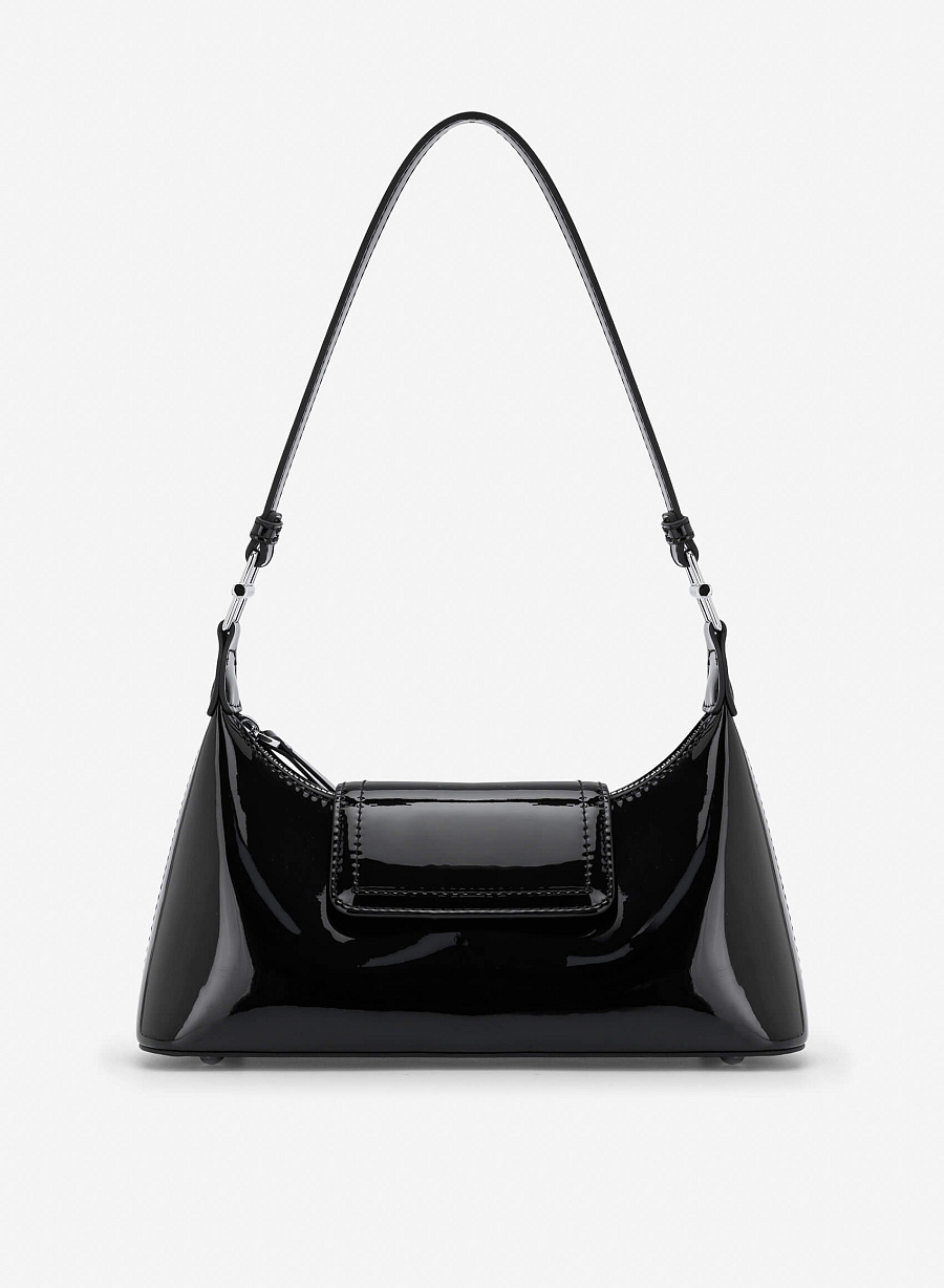 Patent Leather Hobo Bag - MES 0280 - Black - vascara.com