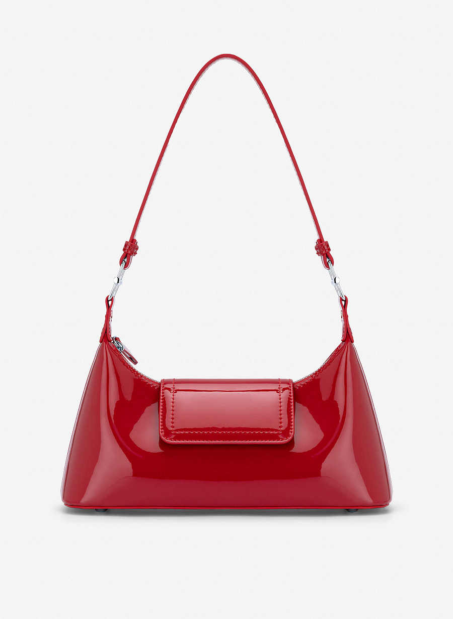 Patent Leather Hobo Bag - MES 0280 - Red - vascara.com