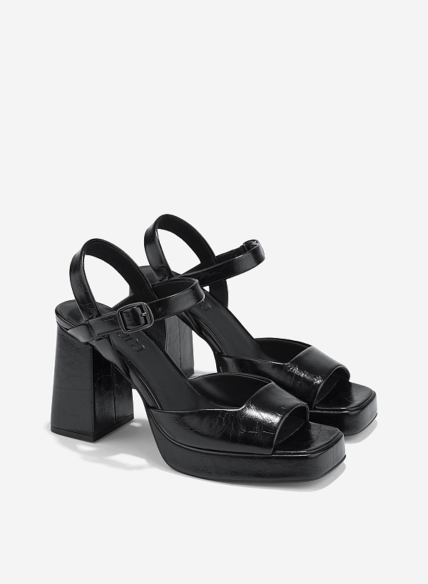 Platform Sandals - PUM 0807 - Black - VASCARA