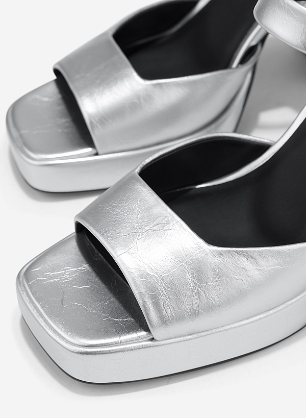 Platform Sandals - PUM 0807 - Silver - VASCARA