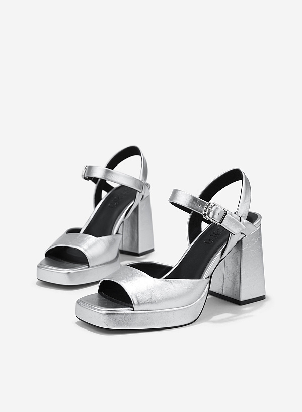 Platform Sandals - PUM 0807 - Silver - VASCARA