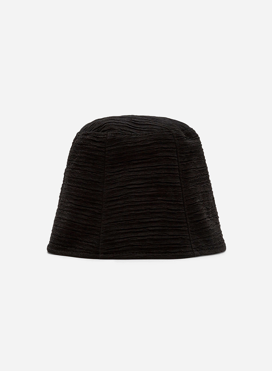 Pleated Pattern Bucket Hat - HAT 0003 - Black - vascara.com