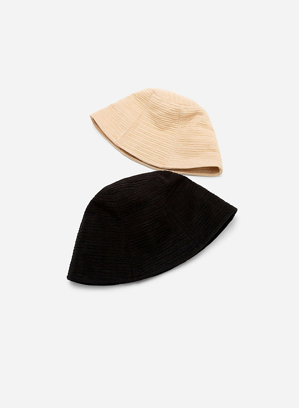 Pleated Pattern Bucket Hat - HAT 0003 - Black - VASCARA