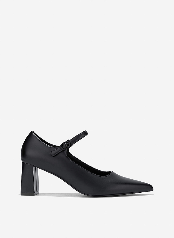 Pointed Toe Mary Janes - HIG 0677 - Black