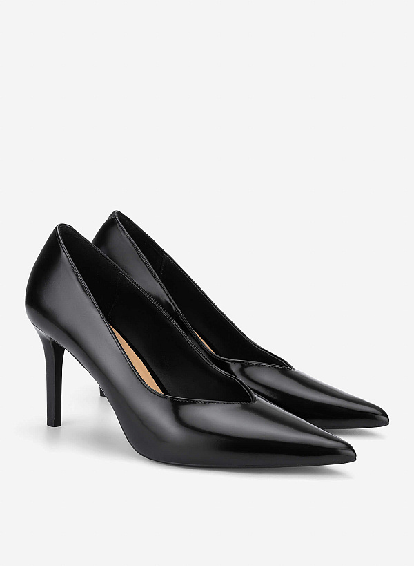 Pointed Toe Stiletto Heel Pumps - HIG 0717 - Black - VASCARA