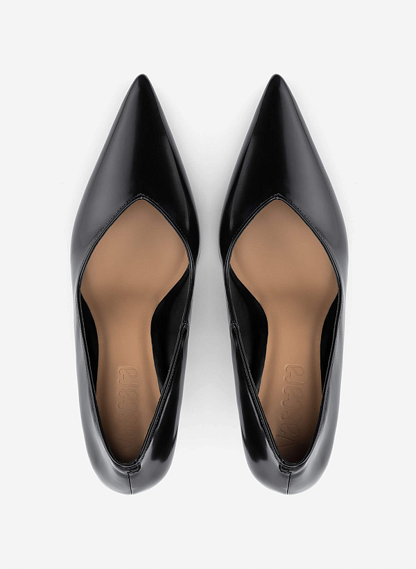 Pointed Toe Stiletto Heel Pumps - HIG 0717 - Black - VASCARA