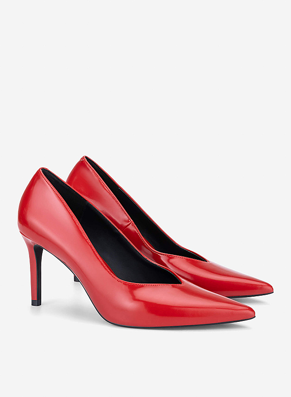 Pointed Toe Stiletto Heel Pumps - HIG 0717 - Red - VASCARA