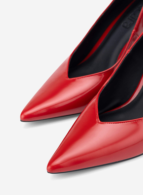 Pointed Toe Stiletto Heel Pumps - HIG 0717 - Red - VASCARA