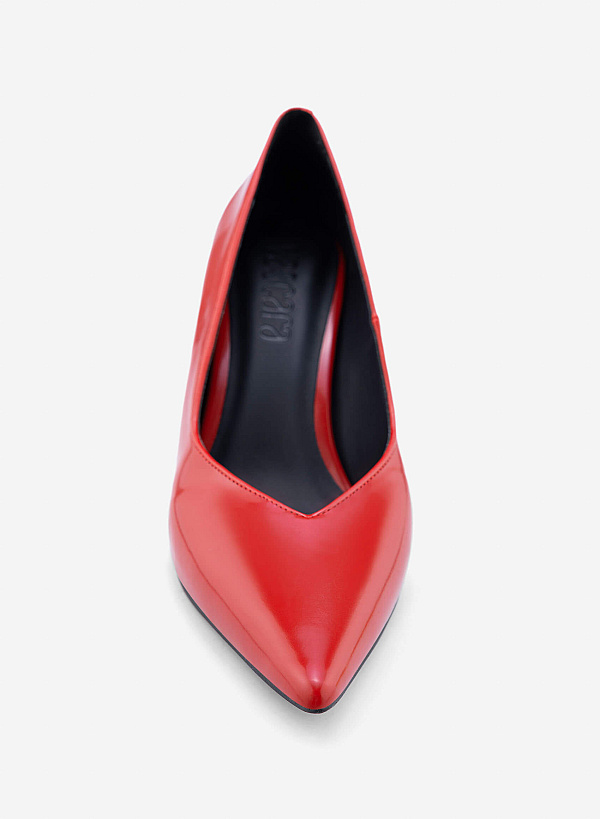 Pointed Toe Stiletto Heel Pumps - HIG 0717 - Red - VASCARA