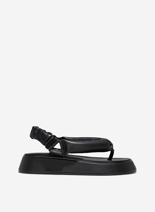 Puffy Strap Platform Sandals - SDL 0340 - Black