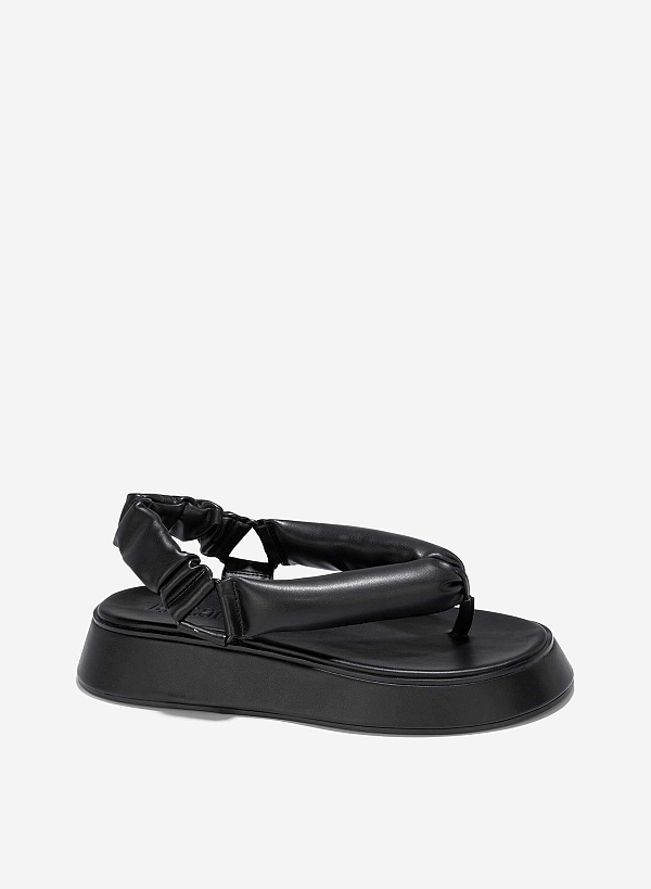 Puffy Strap Platform Sandals - SDL 0340 - Black - VASCARA