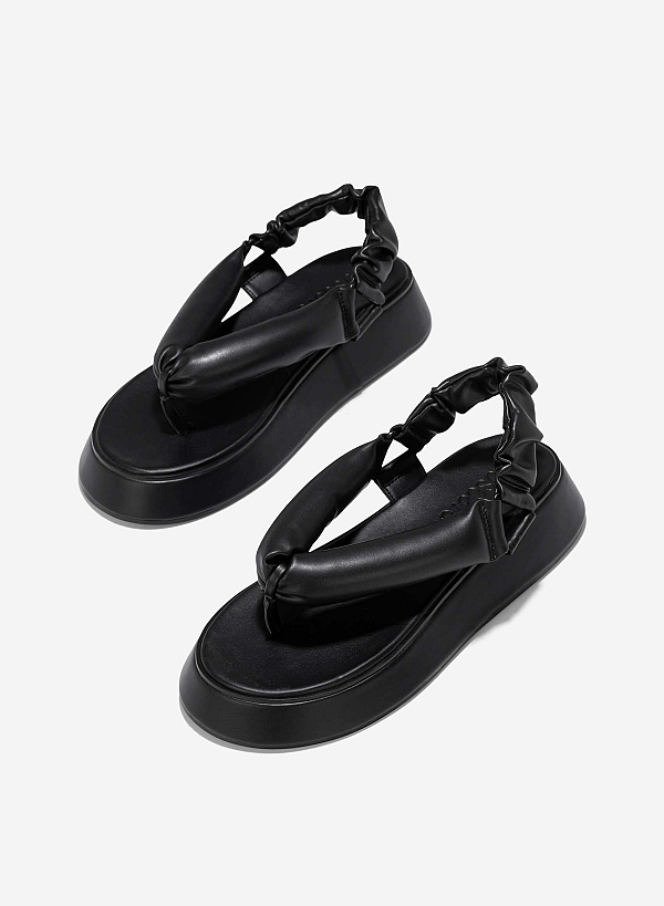 Puffy Strap Platform Sandals - SDL 0340 - Black - VASCARA